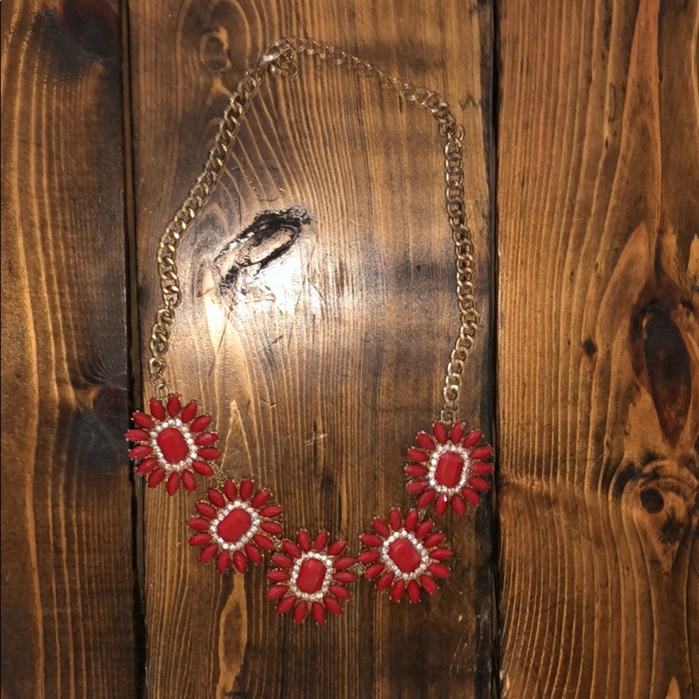 red flower statement necklace
